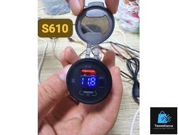 Разъем Usb в авто (врезные) 12V-24V 2USB CR1035 (Круглый) QC3.0 + PD30W + Вольтметр  10pcs