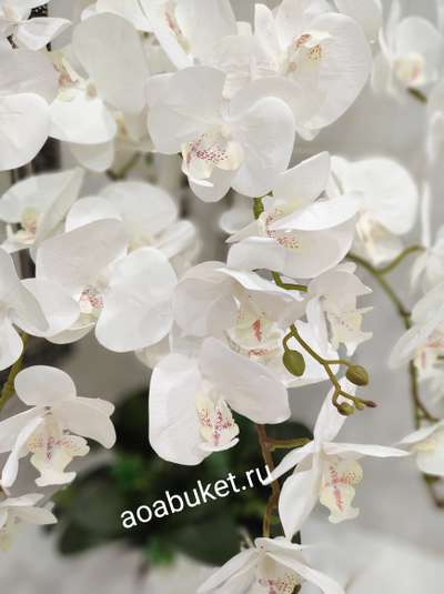 Композиция искусственная орхидея белая ваза туба № ОР012
