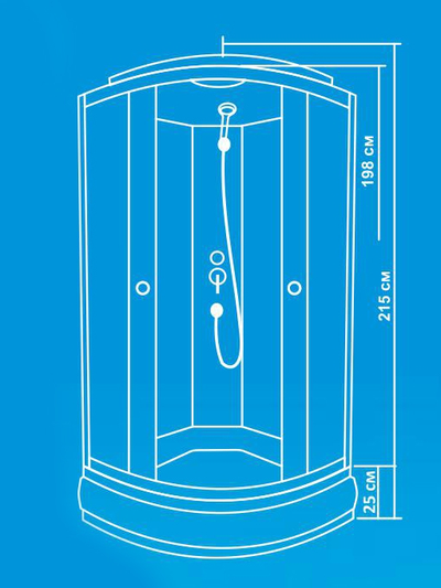 Душевая кабина Водный Мир ВМ-525, Задние стекла матовые, передние стекла матовые, 100x100x215 см.