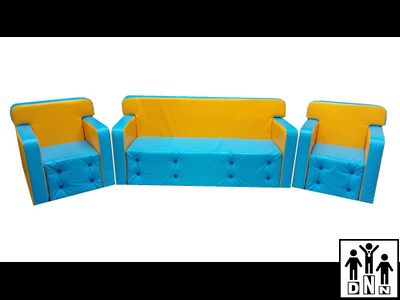 Детская игровая мебель "Комфорт - ЛОНГ" голубой / желтый