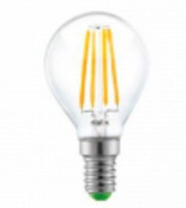 Лампа светодиодная Ecola шар G45 E14 5W 4000K 4K прозр. 78x45 филамент (нитевидная), 360° N4GV50ELC