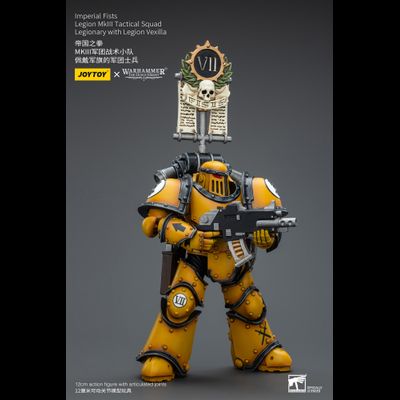 Знаменосец Имперских Кулаков (Warhammer Horus Heresy) - КОЛЛЕКЦИОННАЯ ФИГУРКА 1/18 Imperial Fists Legionary with Legion Vexilla (JT9053) - JOYTOY