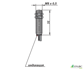 Индуктивный датчик цилиндрический с резьбой И87-NO-PNP (М8х1)