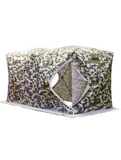 Зимняя палатка КУБ #4001 2х-комнатный утеплённый (без пола) "УЛОВ" (цвет: зимний пиксель) размер: 4.0*2.0*2.0 м