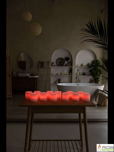 Набор LED свечей с парафиновыми плафонами (9,2*10см - 12шт), &quot;Цветной&quot;