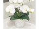 Композиция из искусственных цветов Орхидея белая ваза узор серебро малая № ОРO32