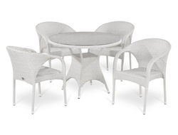Белая обеденная группа T220CW/Y290W-W2 из искусственного ротанга