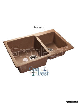 Мраморная мойка GRANFEST GF-P780K 2 чаши, с разморозкой
