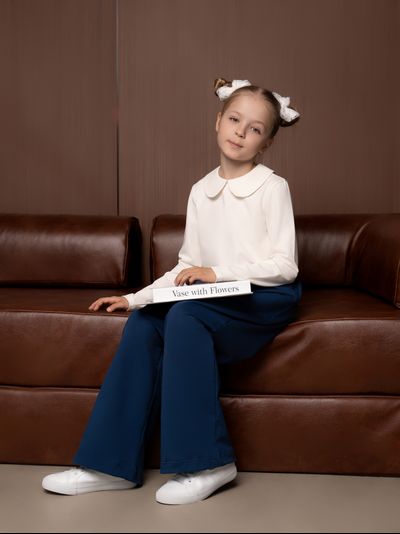 Брюки палаццо с утяжками (синий)