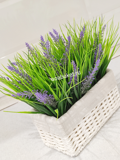 Искусственная трава Осока с лавандой в боксе № Т007