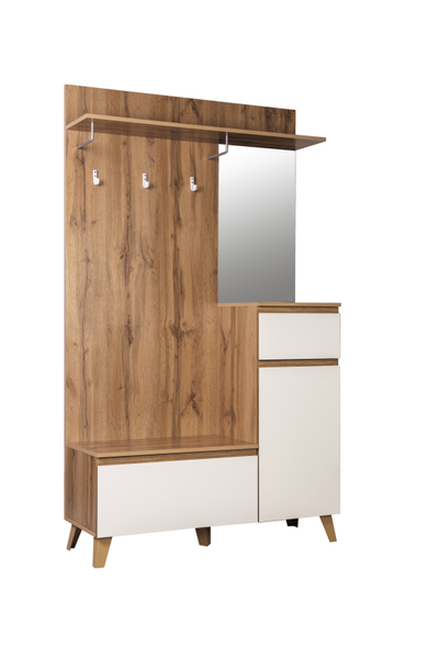 Авалон 53.11 Шкаф для прихожей (с зеркалом) Дуб вотан/Белый