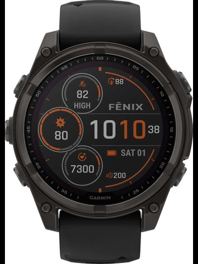 Часы Garmin Fenix 8 —47mm Solar Sapphire Carbon Gray DLC Titanium Black / Pebble Gray