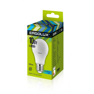 Лампа светодиодная Ergolux LED-A60-10W-E27-4K,ЛОН 10Вт,E27,4500K 12149