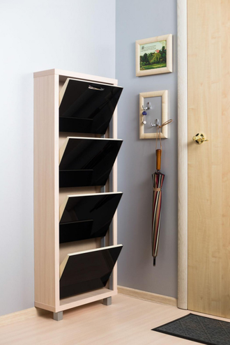 Обувница Айрон-4 (фасад стекло черное)