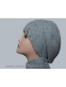 Берет и шарф итальянский вязаный Vizio 6108 серый