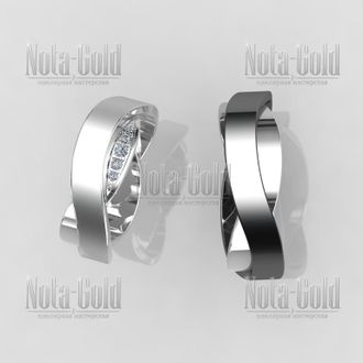 Обручальные кольца из чёрного и белого матового золота с бриллиантами