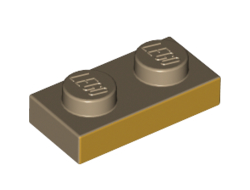 Plate 1 x 2 with Gold Pattern on Long Edge, Dark Tan (3023pb02 / 6311491)