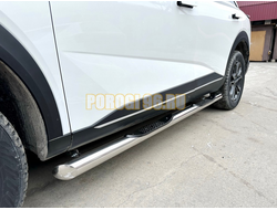 Пороги труба с проступью Папа Тюнинг d76 для HAVAL F7 2024-