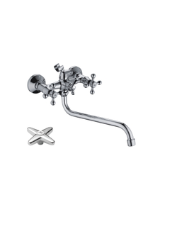 Cмеситель для ванны и душа,с двумя рукоятками, Латунь, Хром, Accoona A7381