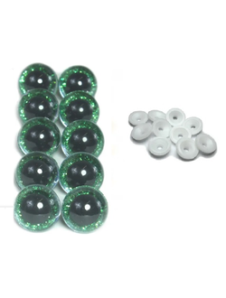 Глаза для кукол с глиттерной вставкой 18 мм, зеленые