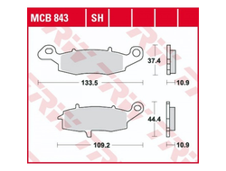 Тормозные колодки задние TRW MCB843SH для Suzuki, Kawasaki (Sinter Street SH)
