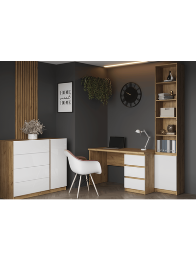 Бостон стол письменный Дуб Крафт золотой/Белый глянец