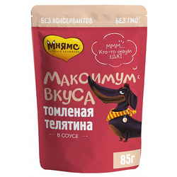 Мнямс влажный корм (пауч) для собак Томлёная телятина в соусе 85 г