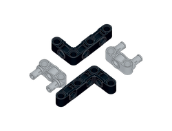 !АНАЛОГ! AN_LFTRM1 Комплект 2477 Liftarm, Modified Perpendicular Holes Bent Thick L-Shape 3 x 5 BLACK + 2393 Pin Connector Perpendicular 3L with 2 Pins LBG  4 шт (АНАЛОГ), n/a / 4 шт.
