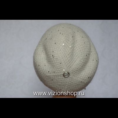 Итальянская женская шапка ушанка вязаная Vizio 6463 зима 2020 белая