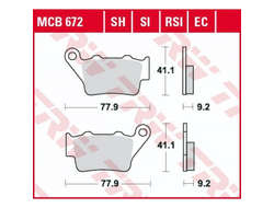 Тормозные колодки задние TRW MCB672SI для Yamaha, Gas Gas, KTM, Husaberg (Sinter Offroad)