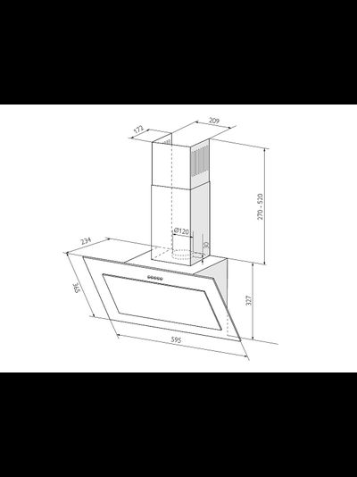 Наклонная вытяжка MIO 600 Черный