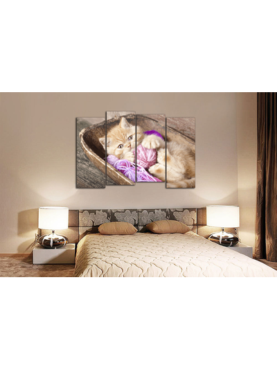 Модульная картина "Котенок с клубочком"