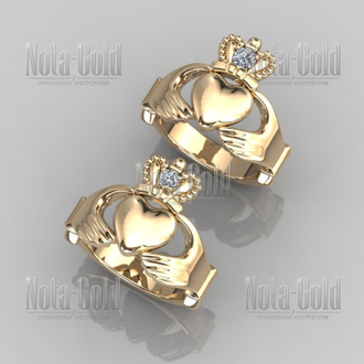 Кладдахские обручальные кольца из желтого золота на заказ