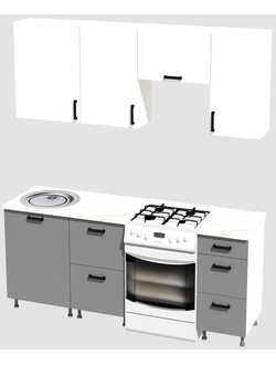 Кухня эконом 1,5 метра (600х500х400) Цвет: Белый/Базальт