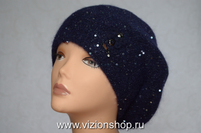 Синий вязаный берет для женщин Vizio Collezione фото