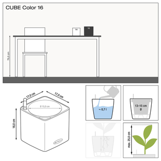 Кашпо с автополивом Lechuza Cube Color лайм фактурный (17 см)