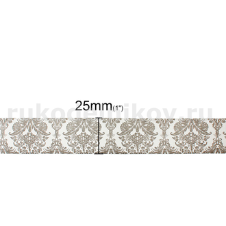 лента хлопчатобумажная "Викторианский узор", ширина-25 мм, отрез-1 метр