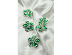 ПУГОВИЦЫ ДЕКОРАТИВНЫЕ СО СТРАЗАМИ, 34 мм. 50 шт. РК-00056. Цвет: зеленый