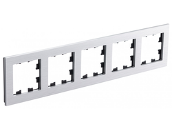 Рамка 5 постов металл серебро - Systeme Electric - AtlasDesign - ATN312105