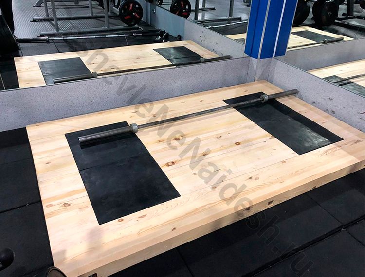 Помост тяжёлоатлетический (для становой) 2,5х1,5х0,1м, рез. Амортизаторы: 1х0,5х0,04м