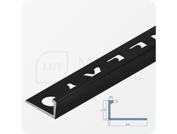 Окантовочный плиточный профиль из алюминия 10 мм. NEEXY PV02-18 MBL Черный матовый 2.7 м.