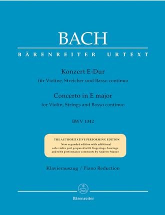 Bach, J.S. Konzert E-dur BWV1042 für Violine, Streicher und Bc: für Violine und Klavier