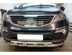 Защита переднего бампера двойная с перемычками d60/42 для Kia Sportage 2010-2015