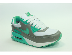 Nike Air Max 90 серо-бирюзовые, кожа мех (36-41) Арт: 007M