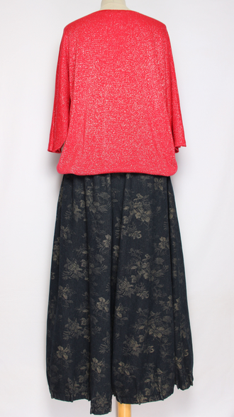 ЮБКА-БРЮКИ джинс-гобелен "ЗАЩИПЫ ЦВЕТОЧКИ" синяя р.46-54