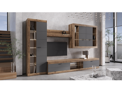 Композиция гостиной ПРАГА Дуб Делано/Графит софт