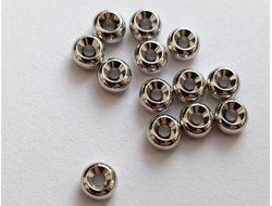 Бусина разделитель  6 мм  1шт покрытие родий  цвет серебро
