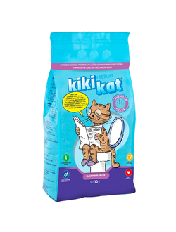 Наполнитель KikiKat Бентонитовый, комкующийся, Лаванда 10 л