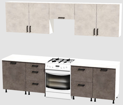 Кухня Эконом 2,1 метра (600х450х600х450) Цвет: Цемент светлый/Цемент темный