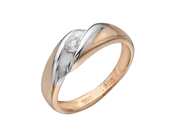 Обручальное кольцо с одним бриллиантом арт. 910244.